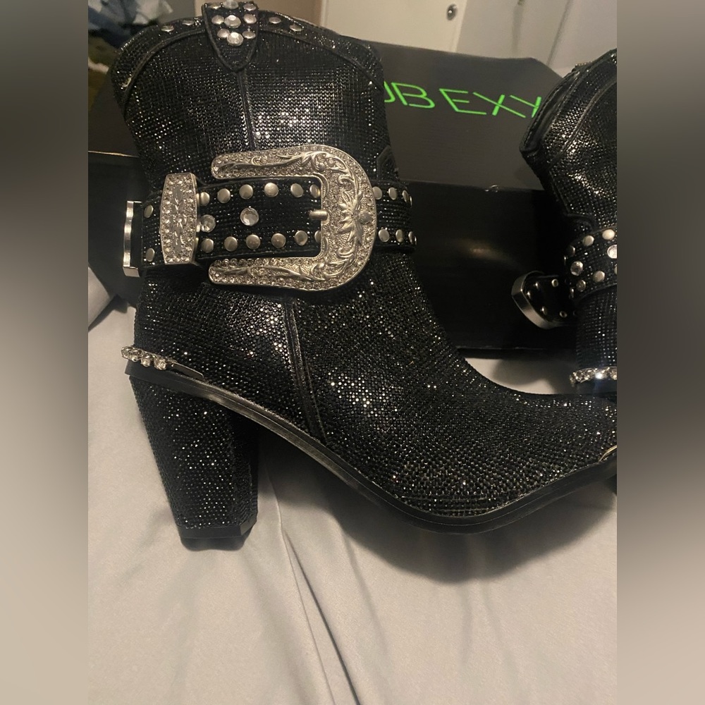 CLUB EXX ICE SHINE SHERIFF black rhinestone boots